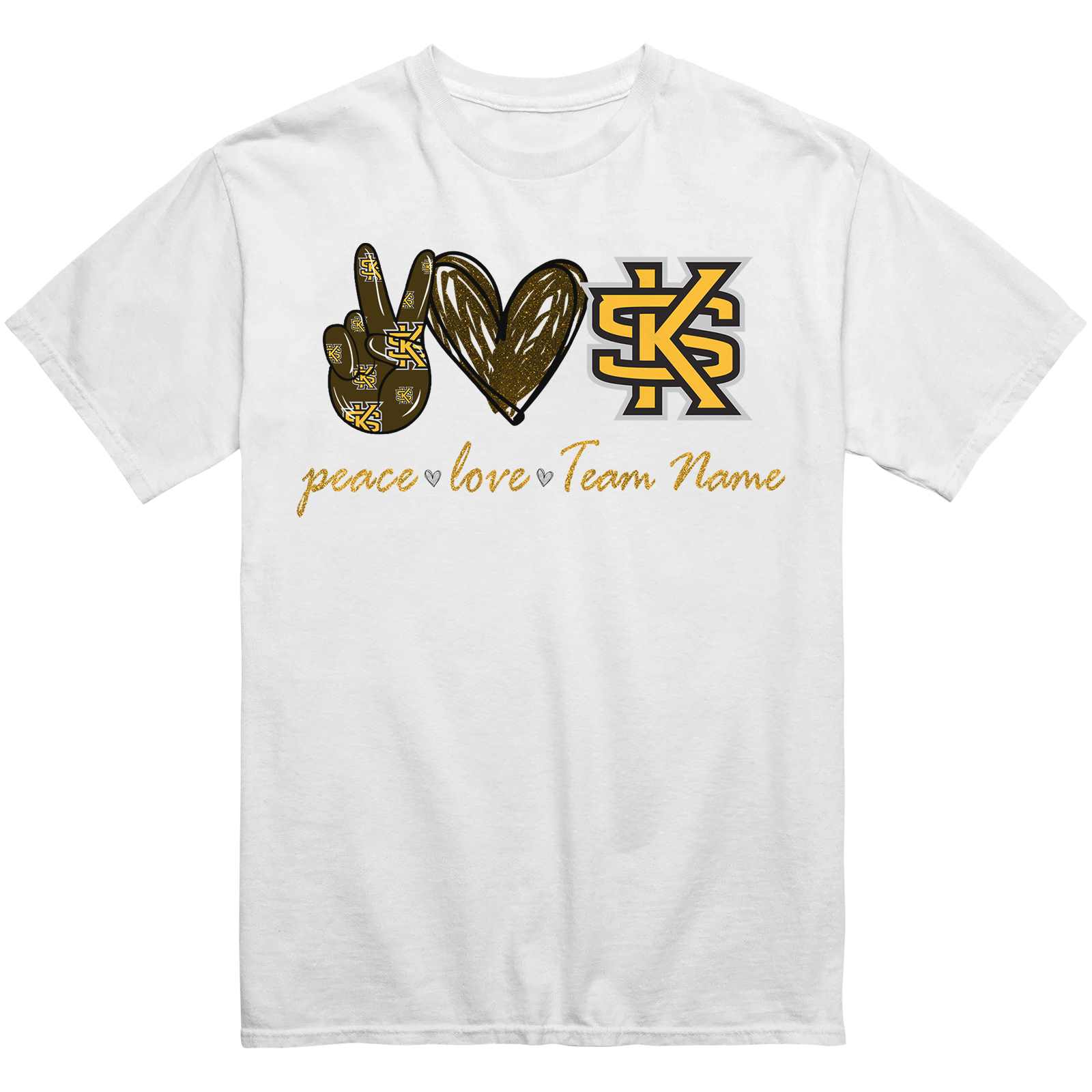 Personalized Kennesaw State Owls Peace Love T-Shirt