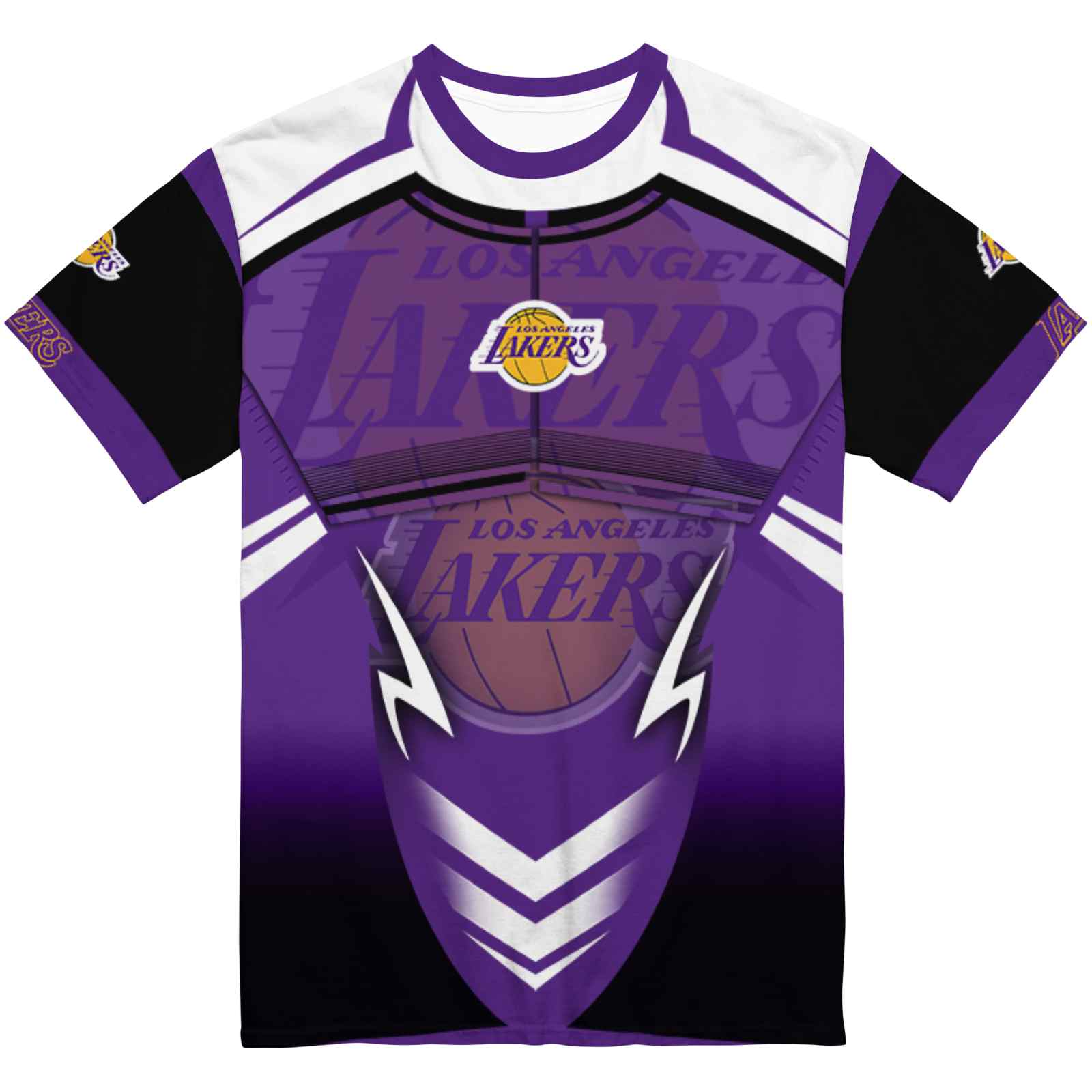 Personalized Los Angeles Lakers Futuristic Armor Purple Black White T-Shirt