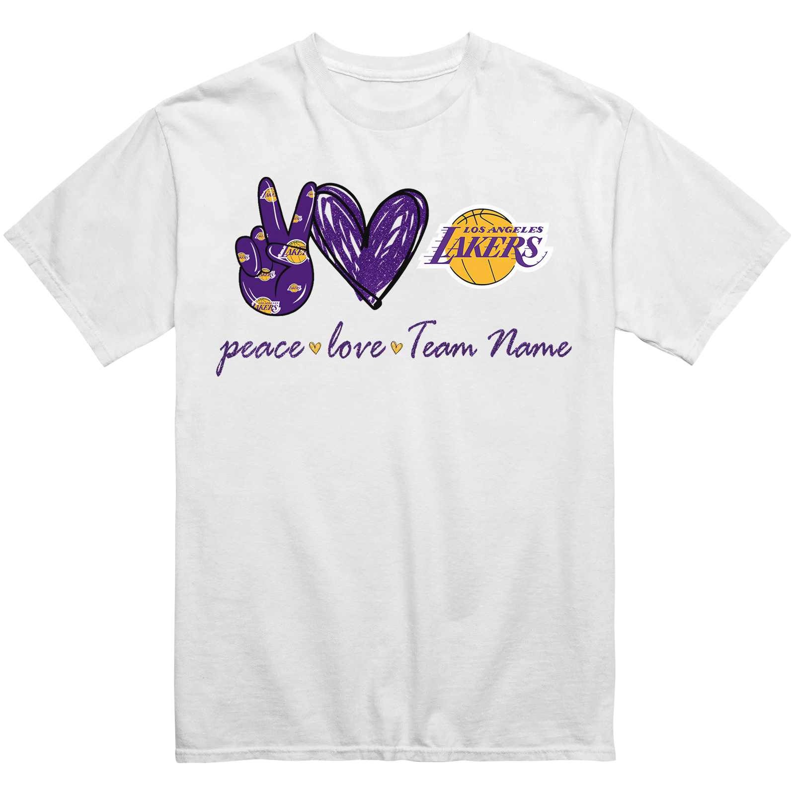 Personalized Los Angeles Lakers Peace Love T-Shirt