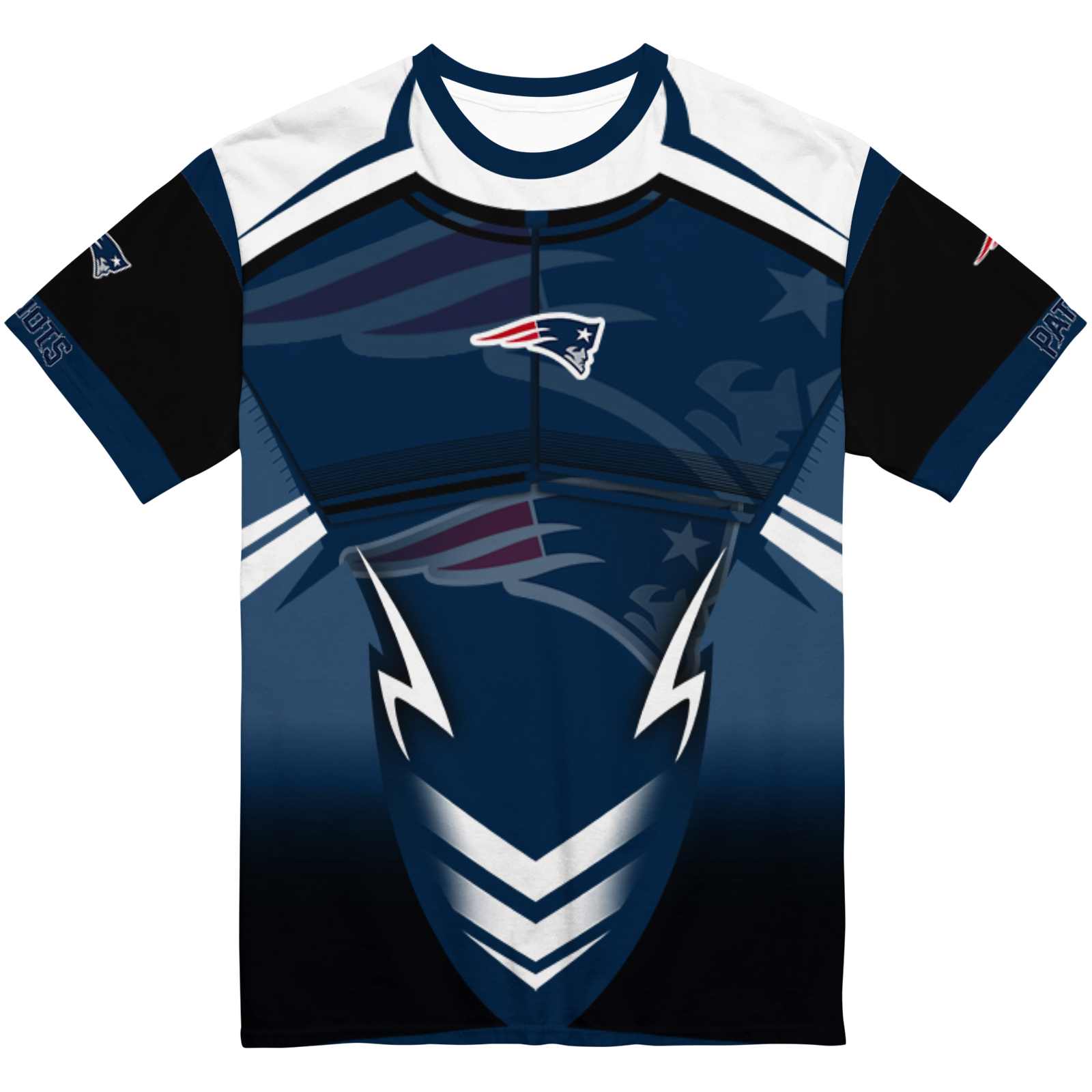 Personalized New England Patriots Futuristic Armor Blue Black White T-Shirt