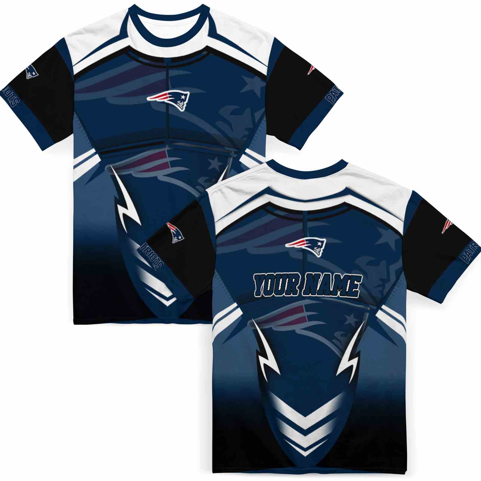 personalized-new-england-patriots-futuristic-armor-blue-black-white-t-shirt-fashion-forward