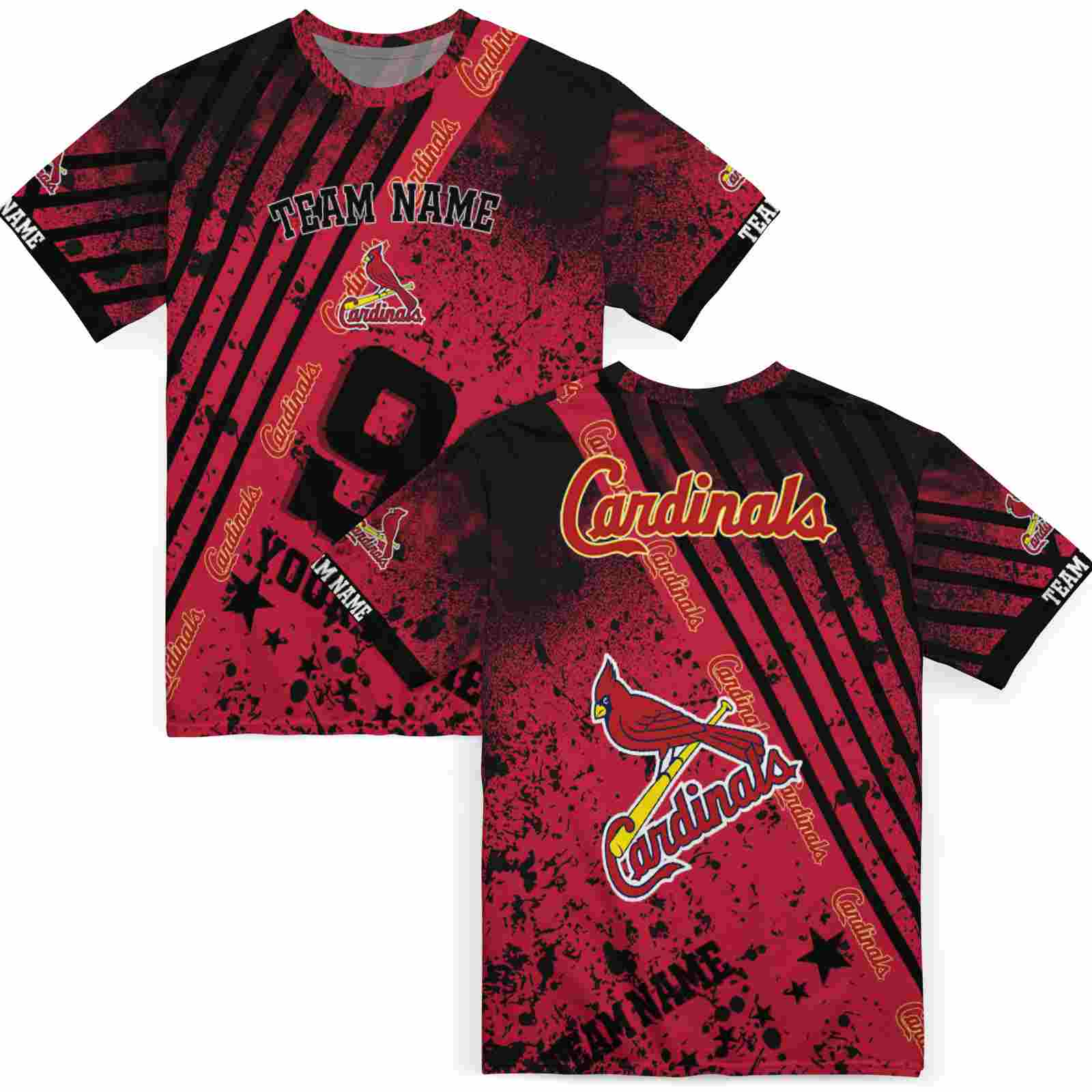 personalized-st-louis-cardinals-splatter-art-red-black-t-shirt-fashion-forward