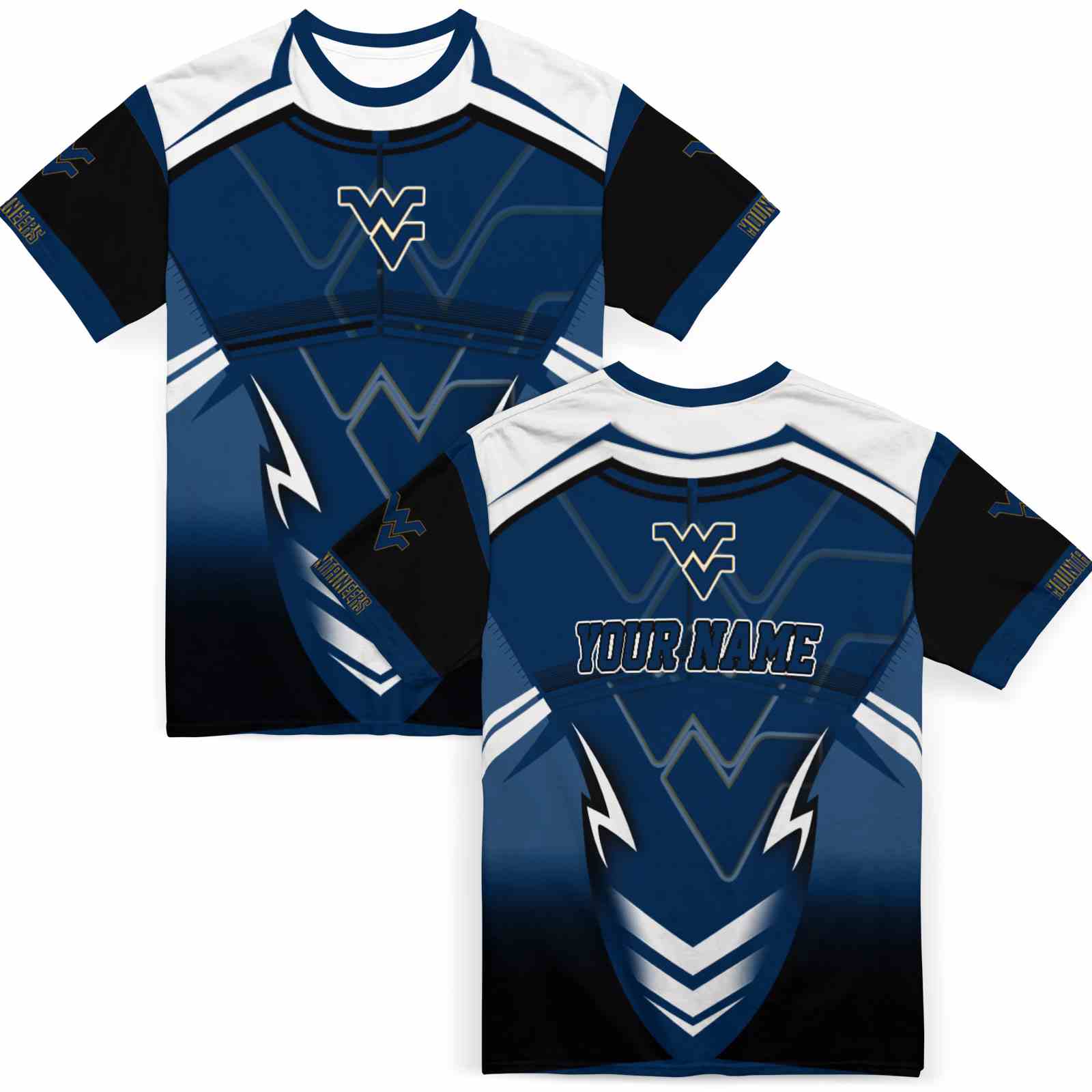 personalized-west-virginia-mountaineers-futuristic-armor-blue-black-white-t-shirt-fashion-forward