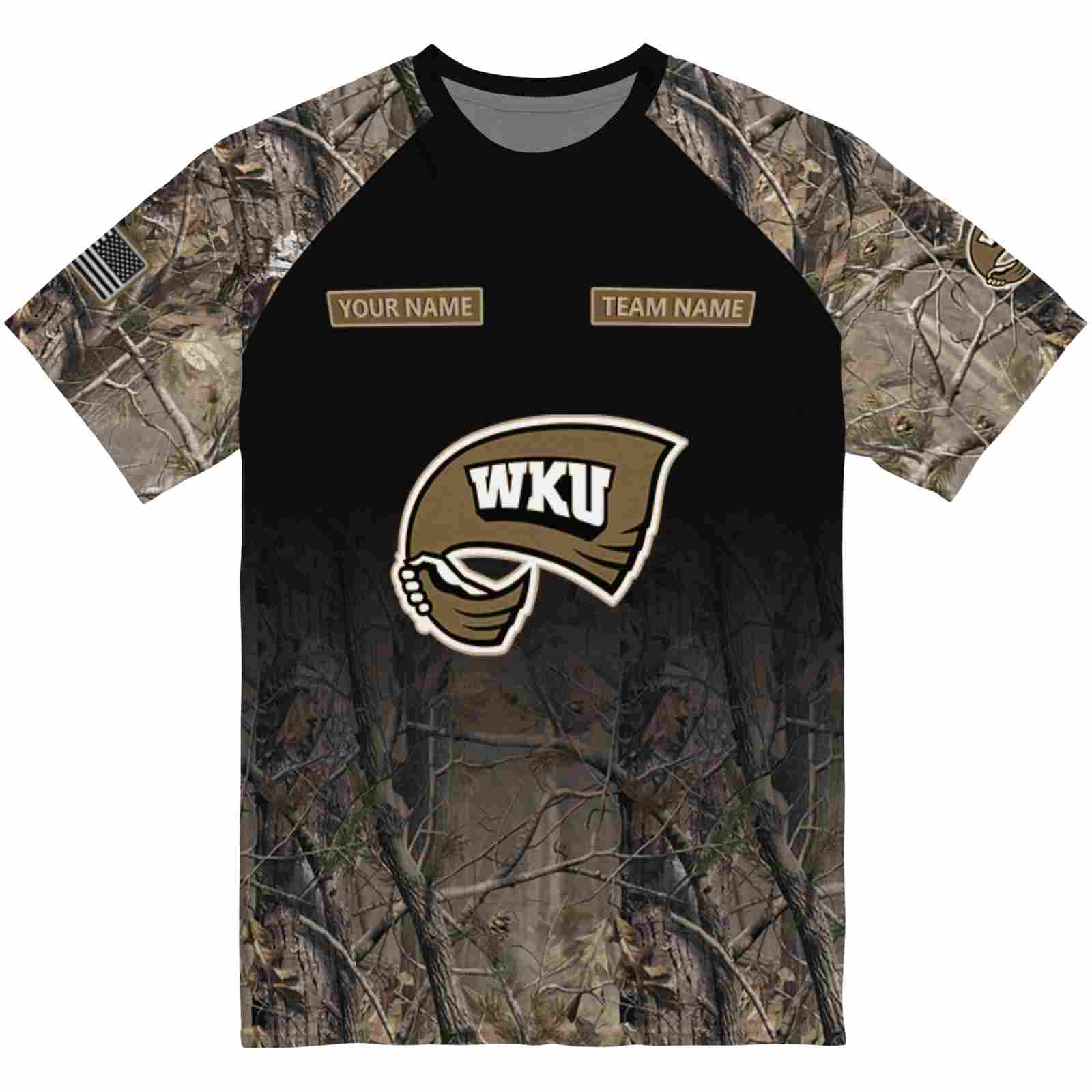 Personalized Western Kentucky Hilltoppers Tree Branches Black T-Shirt