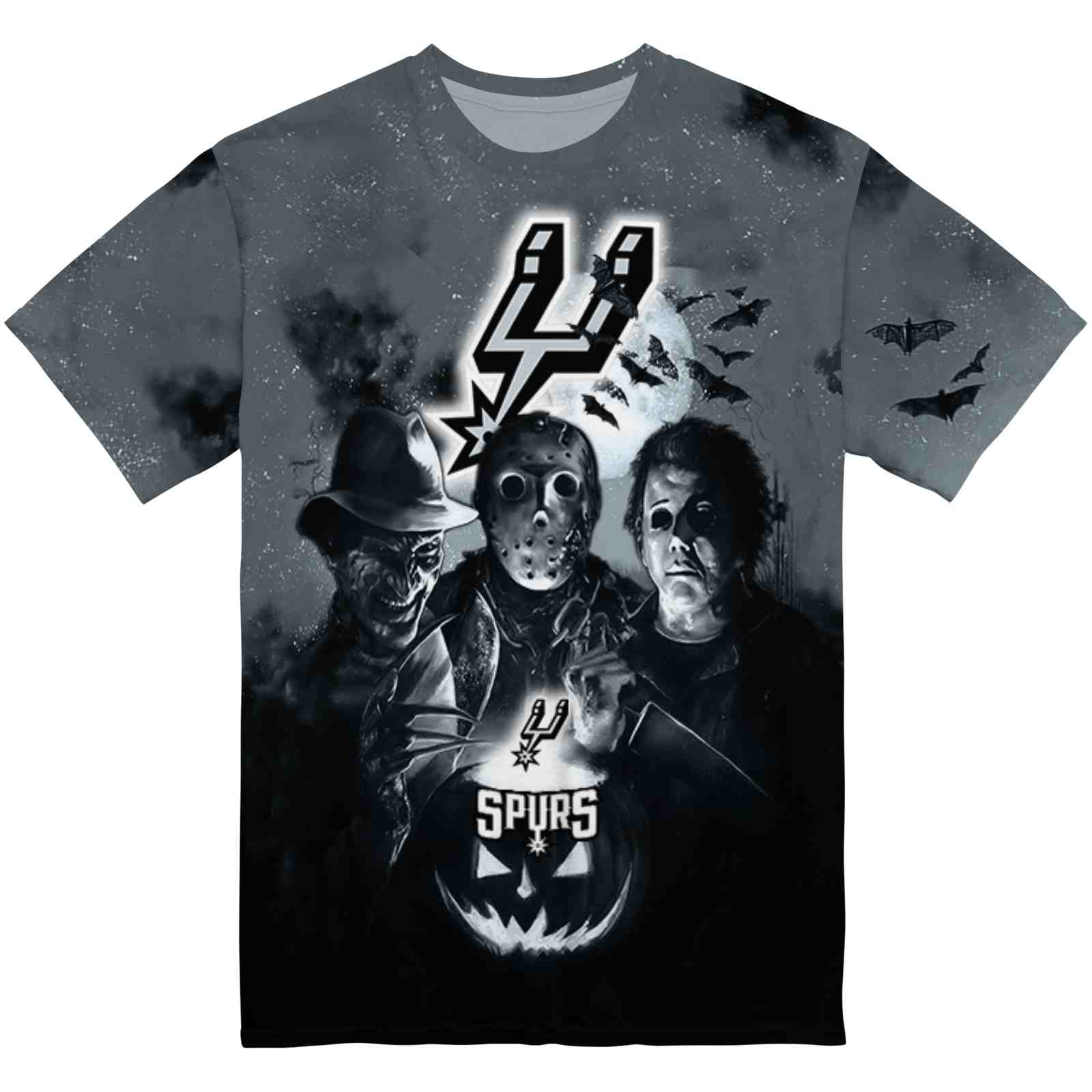 San Antonio Spurs Horror Icons Silver Black T-Shirt