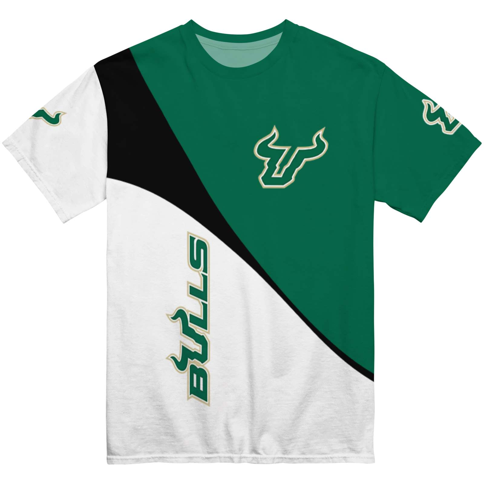 South Florida Bulls Abstract Curve White Black T-Shirt