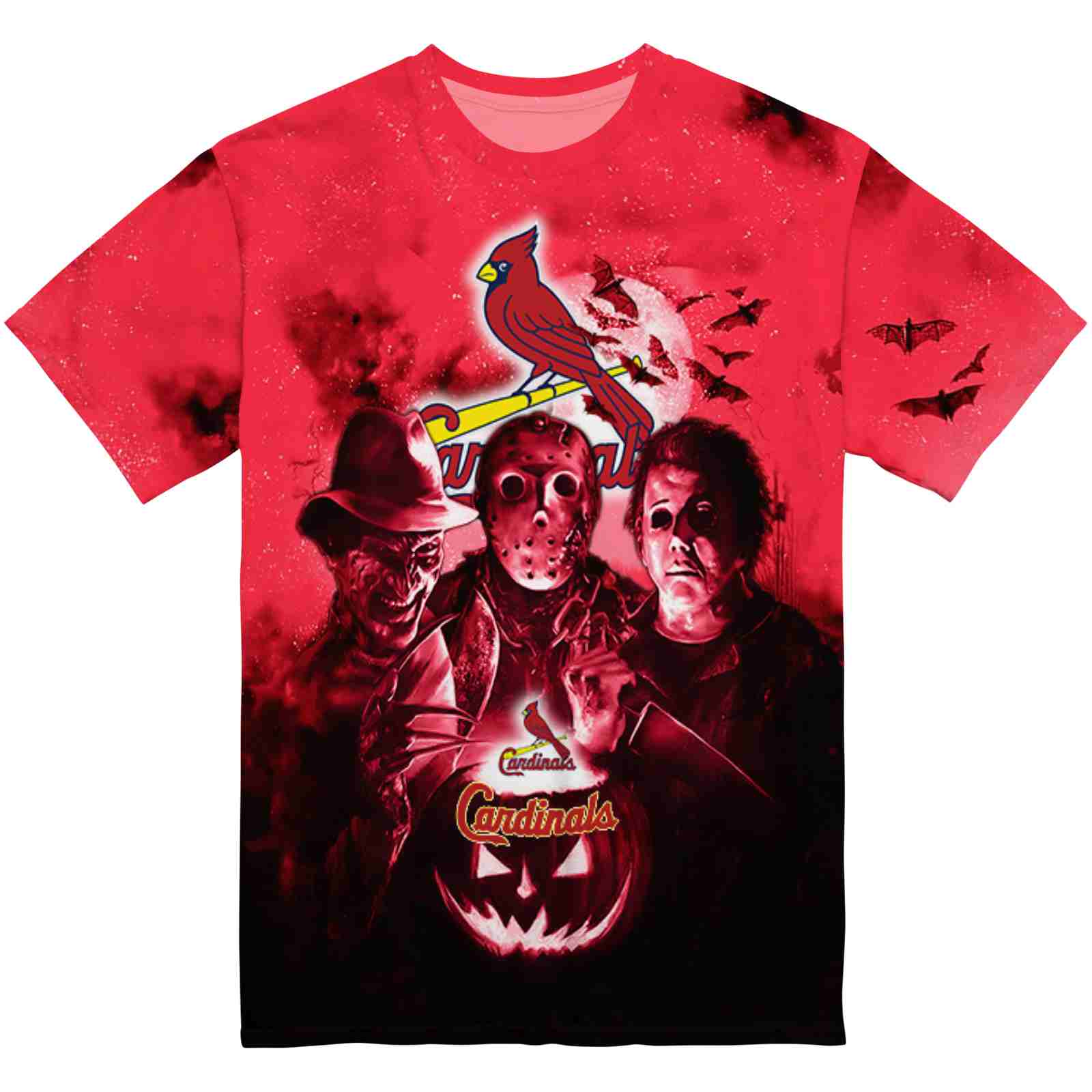 St. Louis Cardinals Horror Icons Red Black T-Shirt