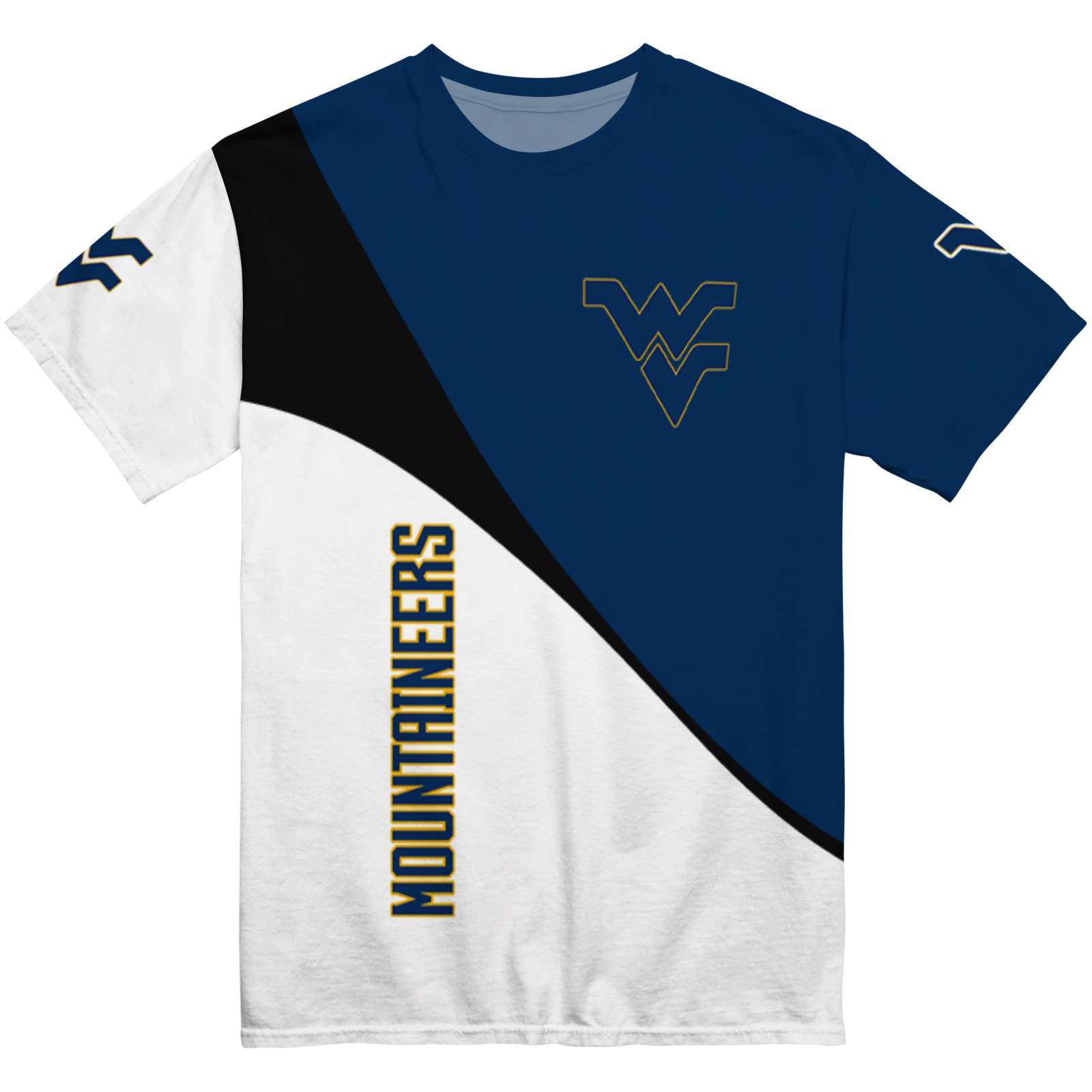 West Virginia Mountaineers Abstract Curve White Black T-Shirt