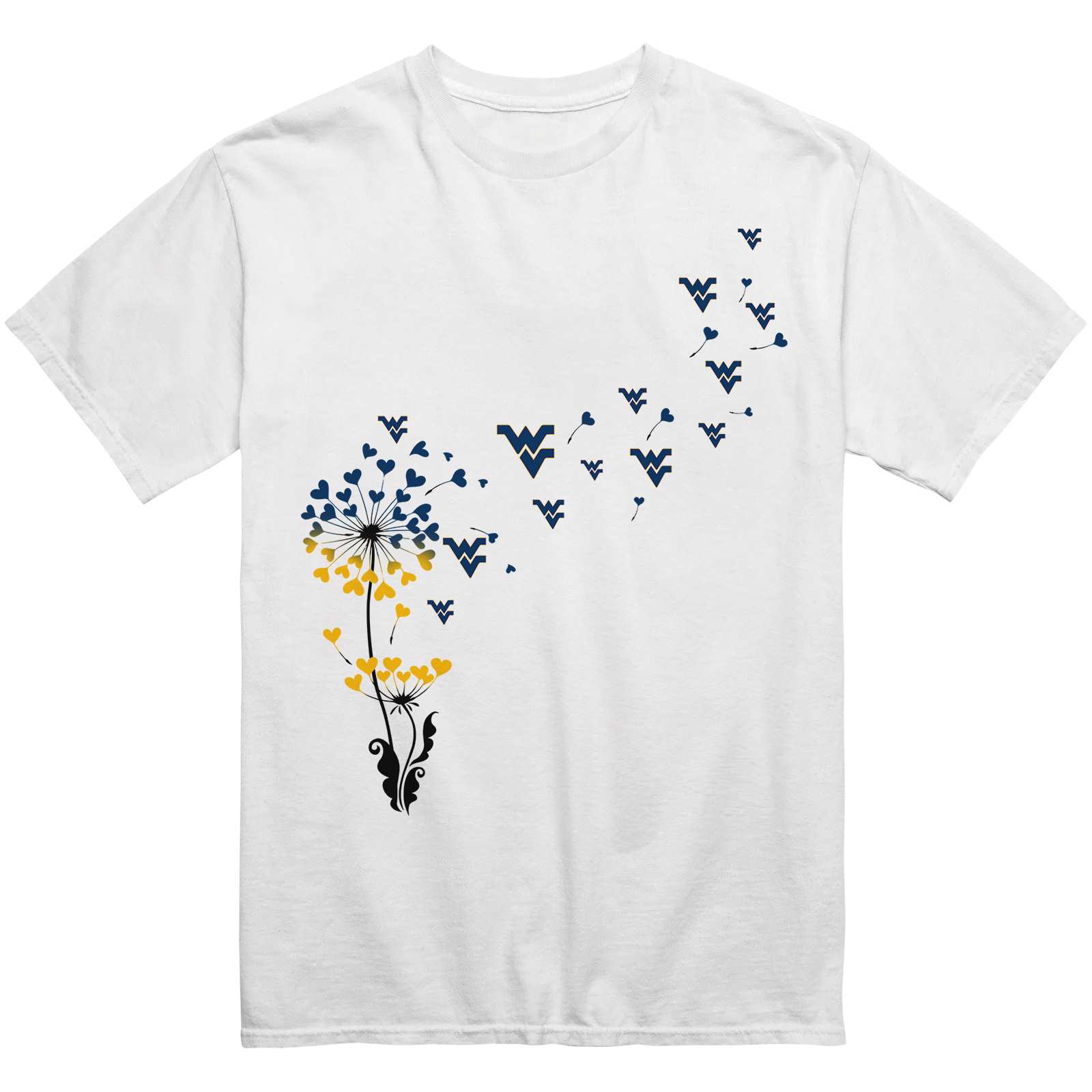 West Virginia Mountaineers Heart Dandelion T-Shirt