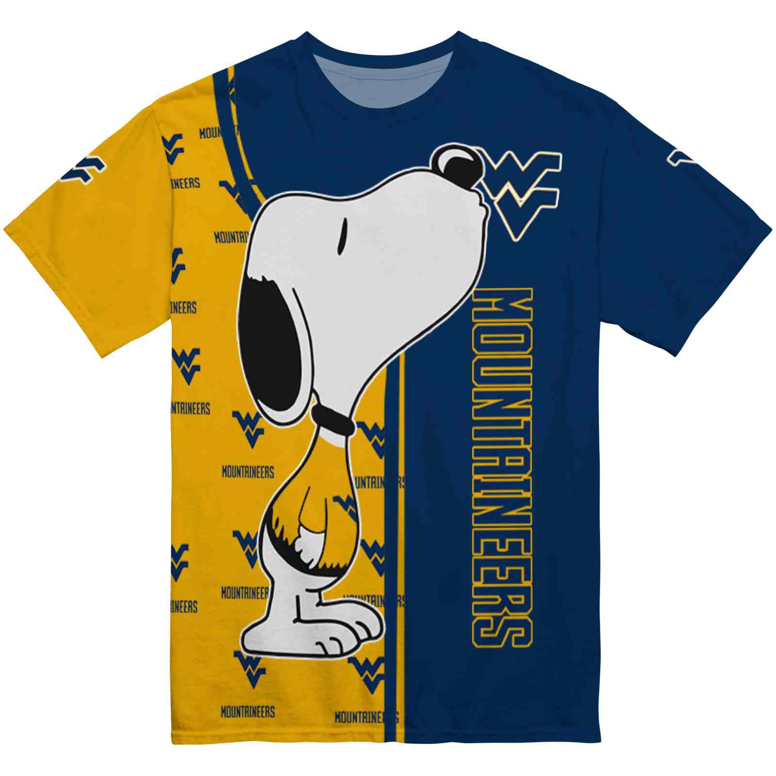 West Virginia Mountaineers Snoopy Graphic Blue T-Shirt