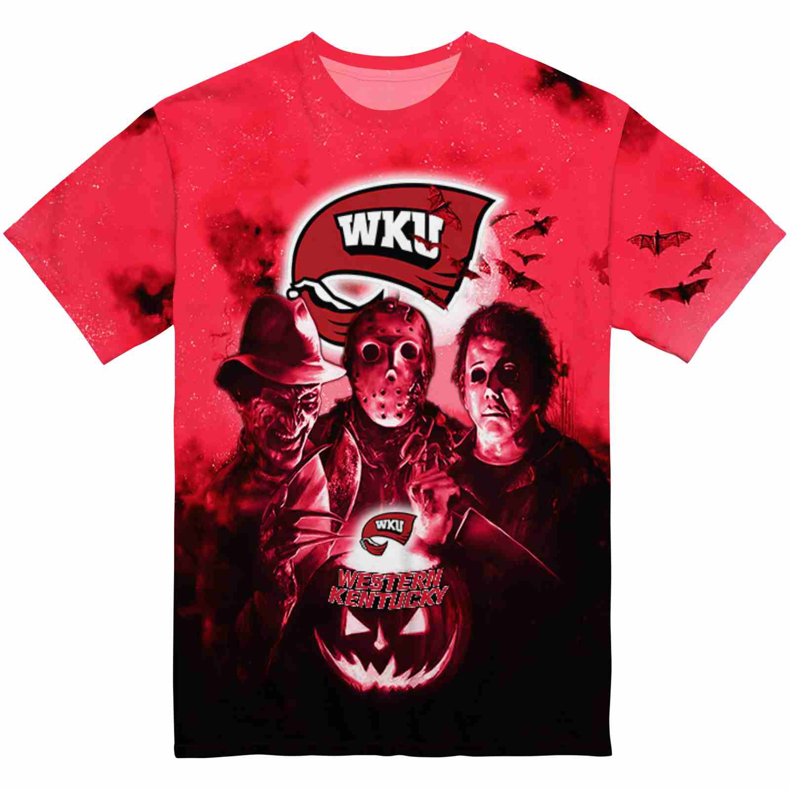 Western Kentucky Hilltoppers Horror Icons Red Black T-Shirt