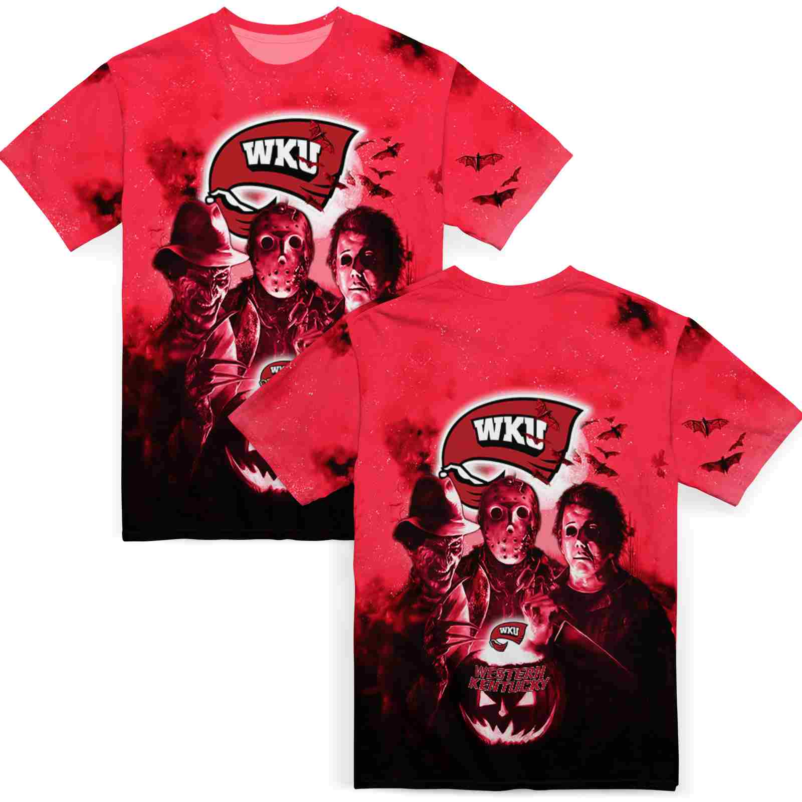 western-kentucky-hilltoppers-horror-icons-red-black-t-shirt-fashion-forward