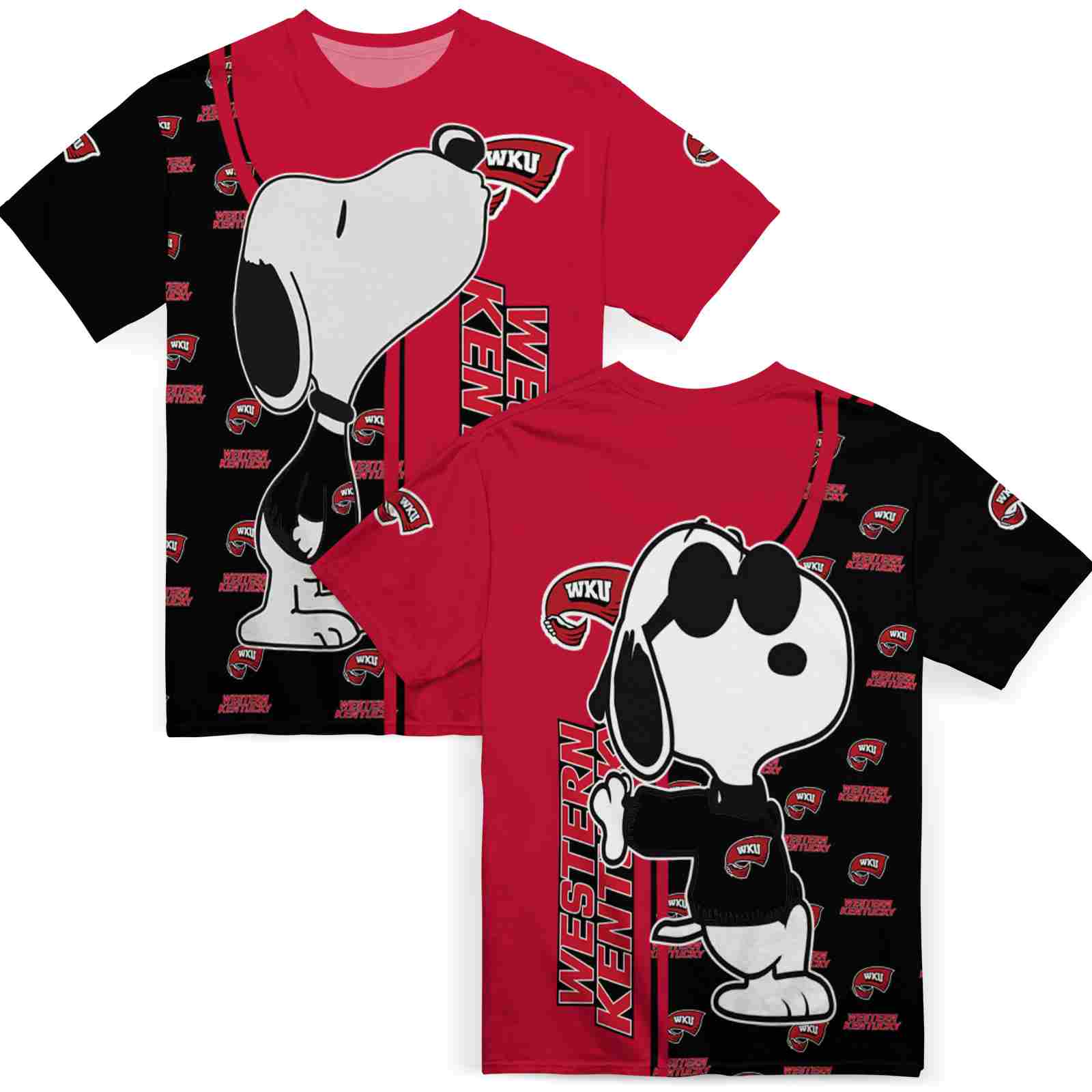 western-kentucky-hilltoppers-snoopy-graphic-red-t-shirt-fashion-forward